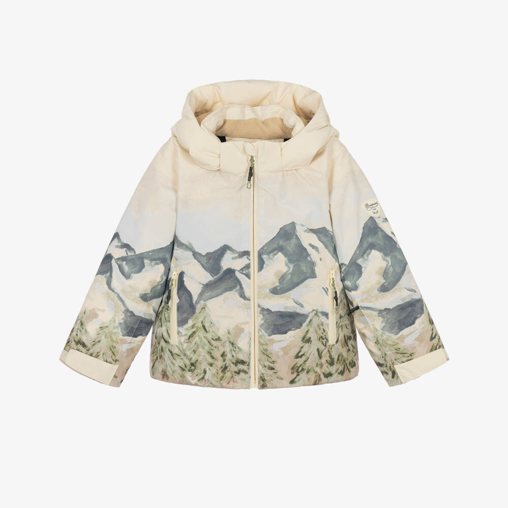 Bonpoint-Boys Beige Mountain Scene Ski Jacket | Childrensalon