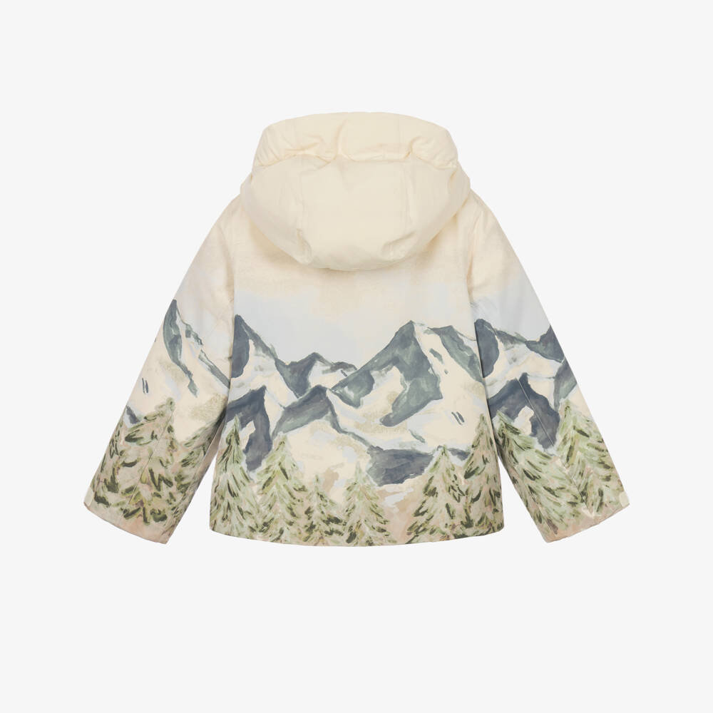 Bonpoint-Boys Beige Mountain Scene Ski Jacket | Childrensalon