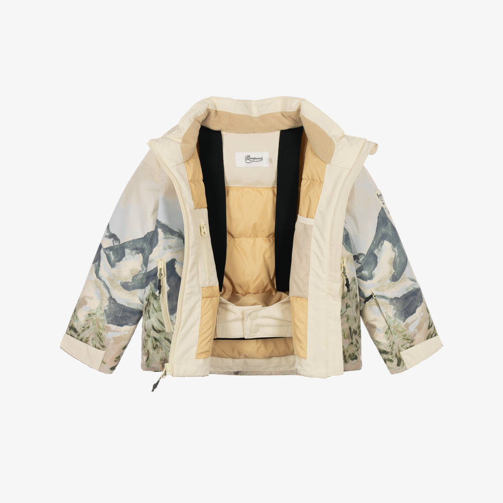 Bonpoint-Boys Beige Mountain Scene Ski Jacket | Childrensalon