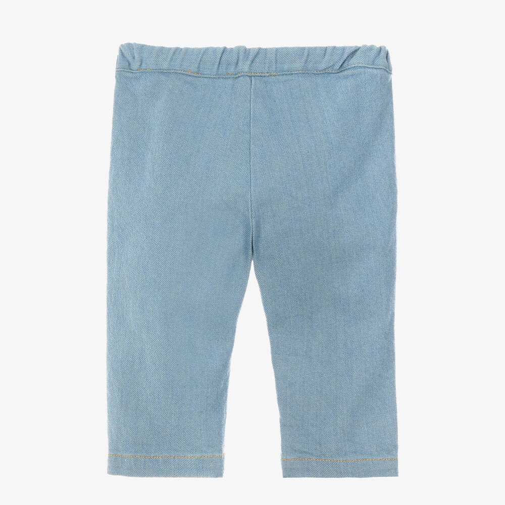 Bonpoint-Boys Blue Denim Elasticated Trousers | Childrensalon