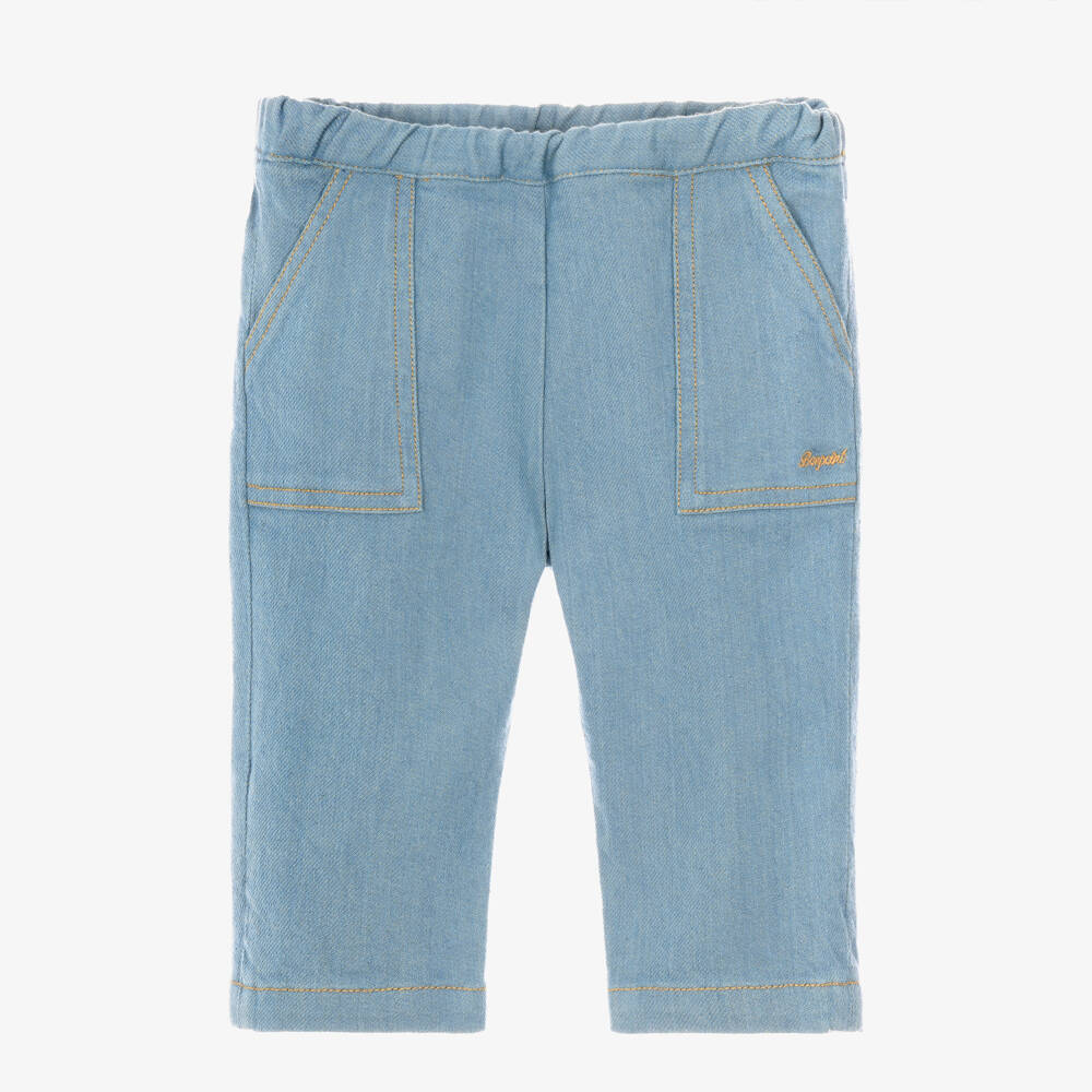 Bonpoint-Boys Blue Denim Elasticated Trousers | Childrensalon