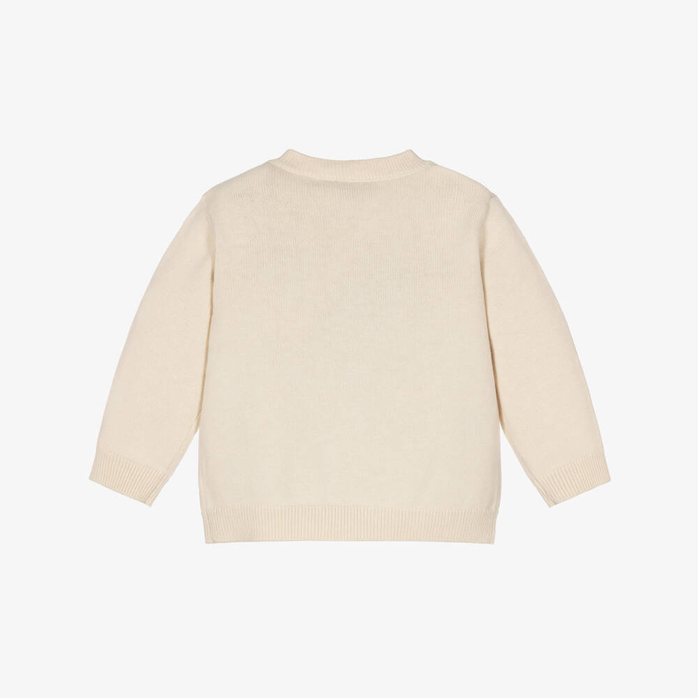 Bonpoint-Boys Hand-Embroidered Sweater in Light Beige | Childrensalon
