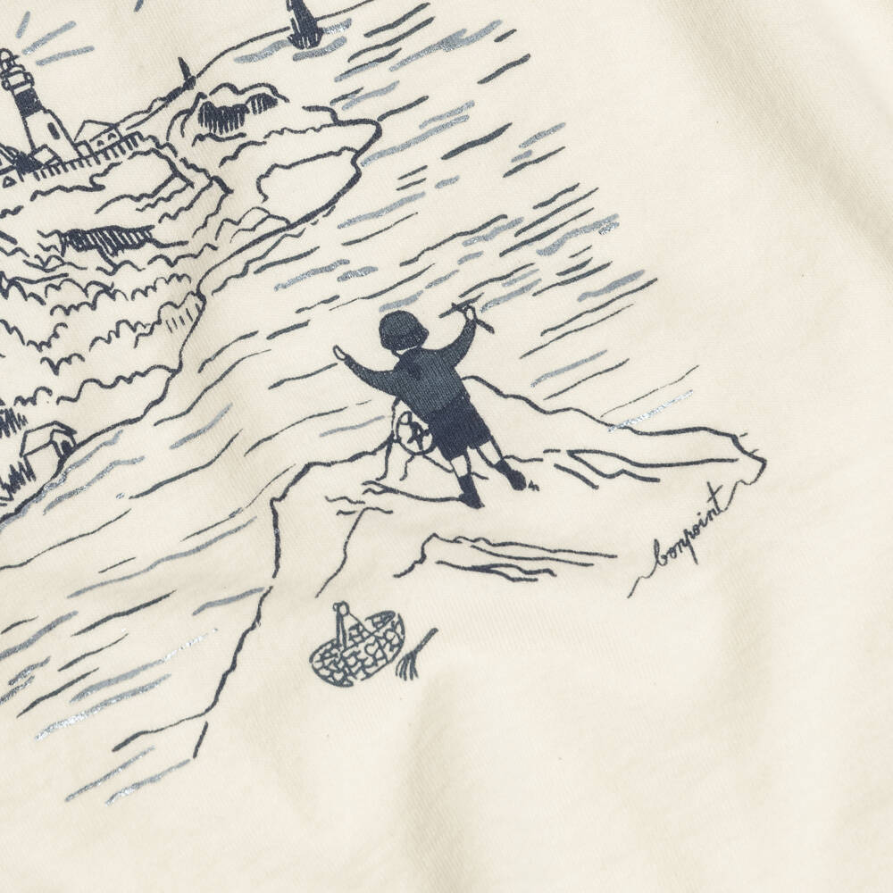 Bonpoint-Boys Ivory Cotton Top with Sailor Print | Childrensalon