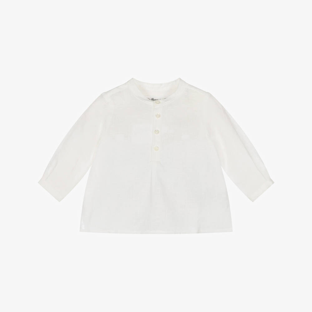 Bonpoint-Boys Ivory Linen Shirt | Childrensalon