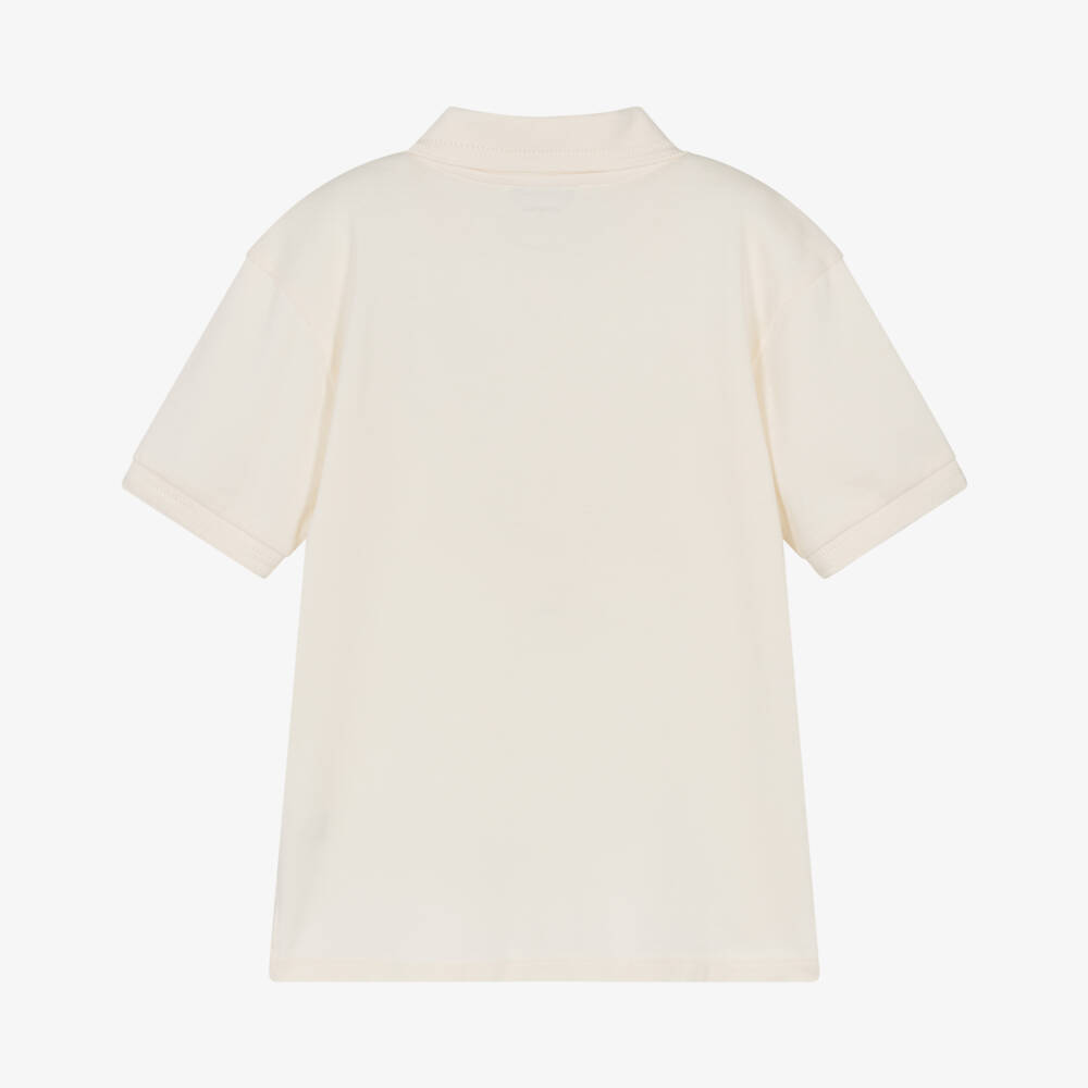 Bonpoint-Boys Ivory Organic Cotton Piqué Polo Shirt | Childrensalon