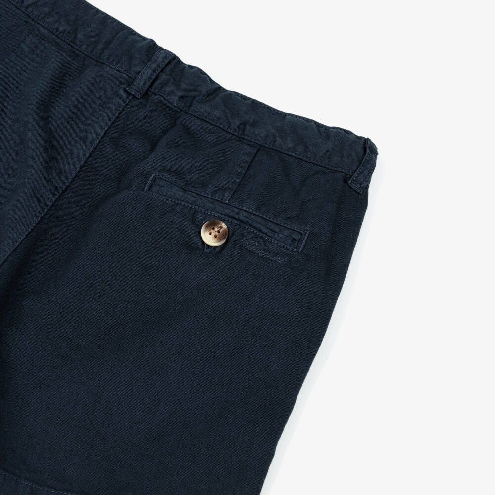 Bonpoint-Boys Navy Blue Cotton Chino Shorts | Childrensalon