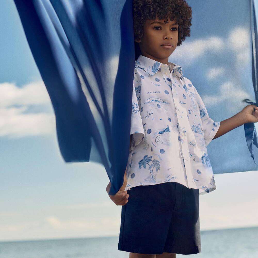 Bonpoint-Boys Navy Blue Cotton Chino Shorts | Childrensalon