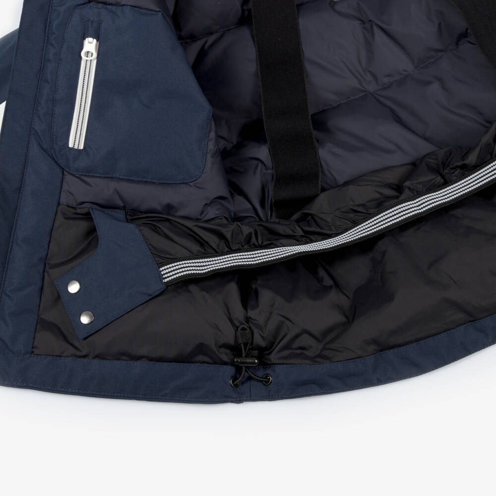 Bonpoint-Лыжная куртка -пуховик синяя с кремовой отделкой для мальчиков | Childrensalon