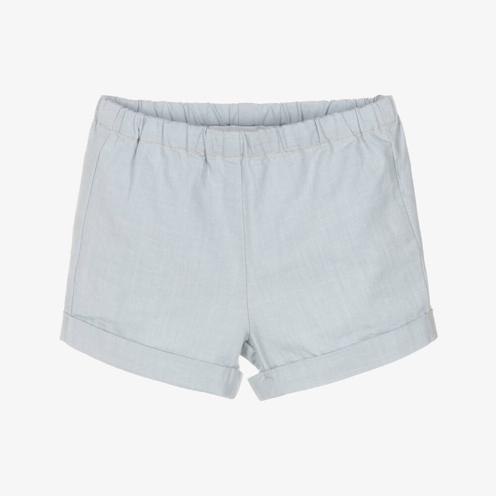 Bonpoint-Boys Pale Blue Cotton Roll-Up Shorts | Childrensalon