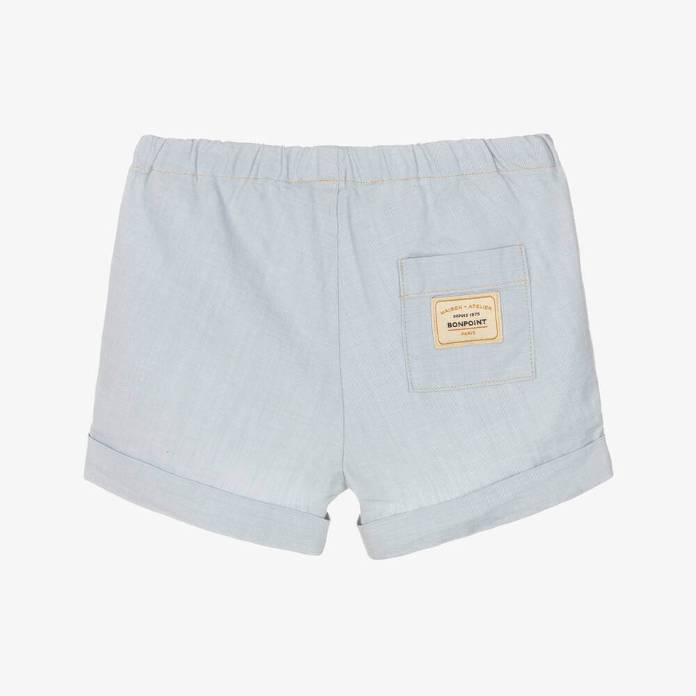Bonpoint-Boys Pale Blue Cotton Roll-Up Shorts | Childrensalon