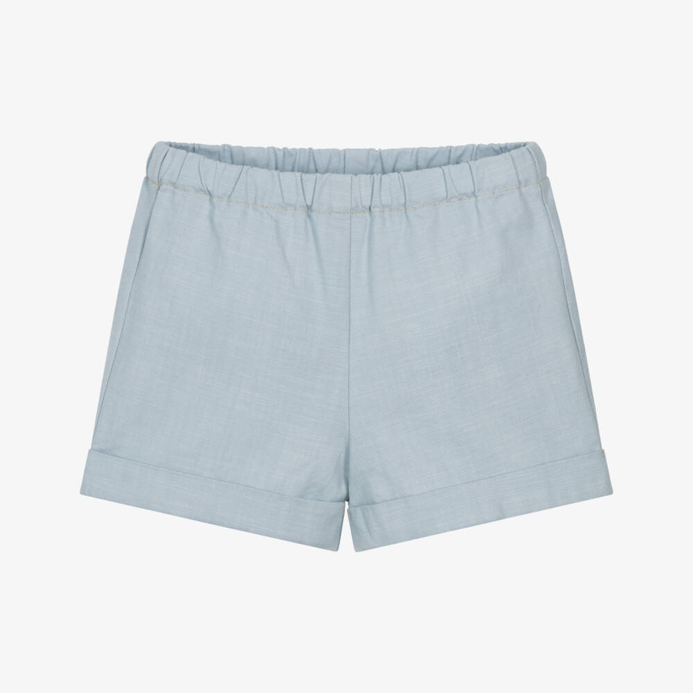 Bonpoint-Boys Pale Blue Cotton Roll-Up Shorts | Childrensalon
