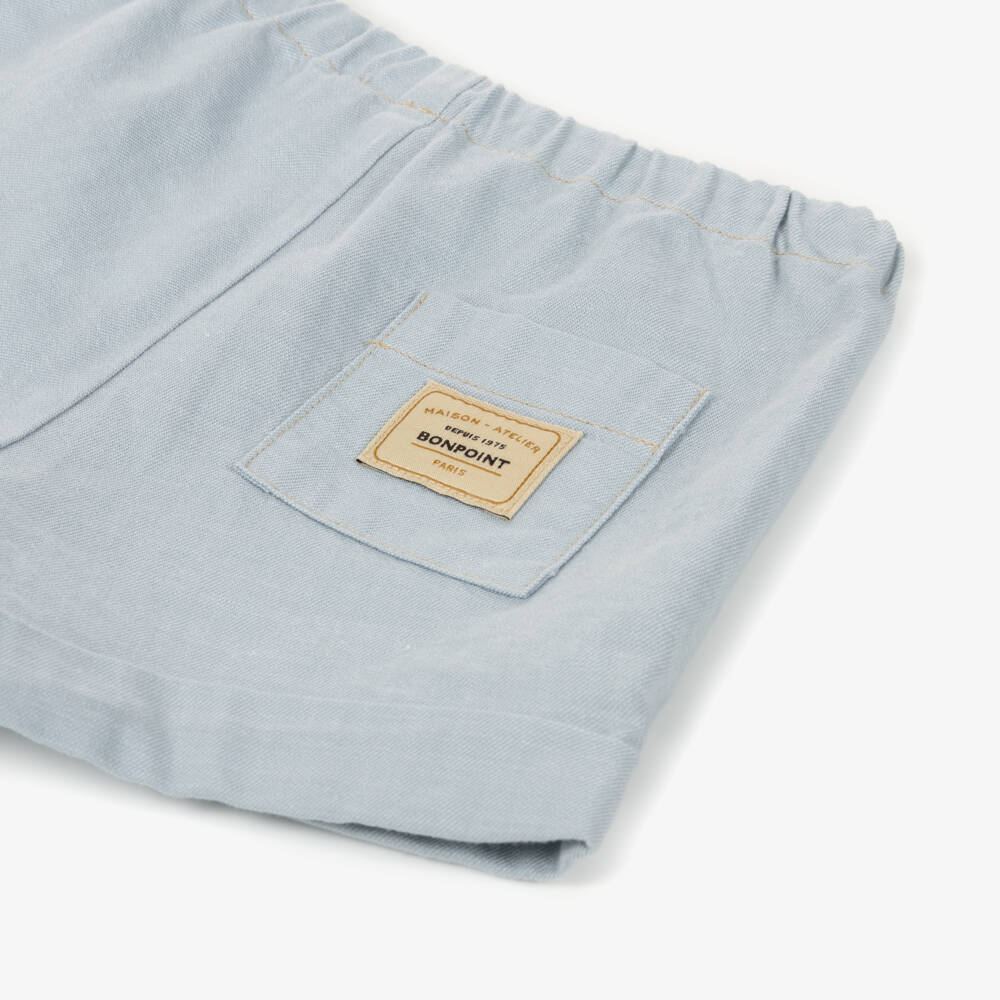 Bonpoint-Boys Pale Blue Cotton Roll-Up Shorts | Childrensalon
