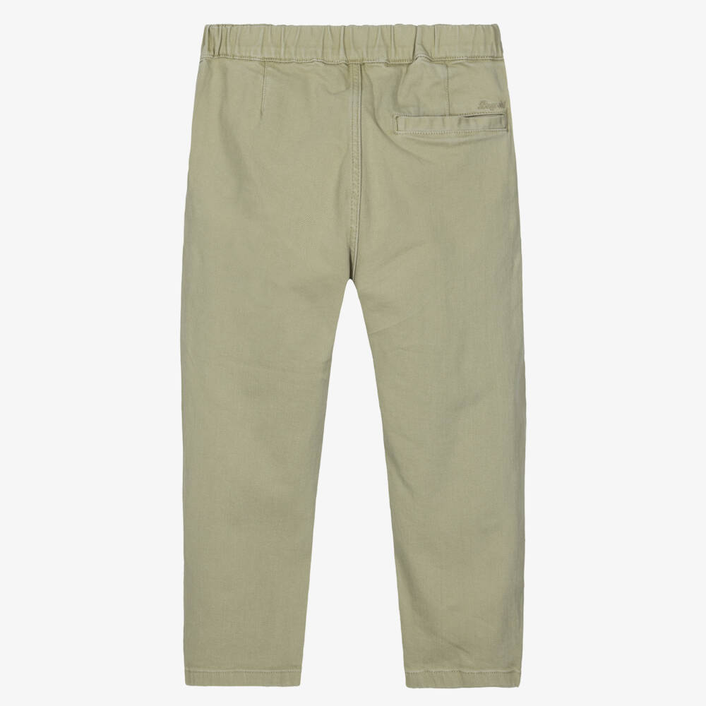 Bonpoint-Boys Straight Cotton Trousers in Green | Childrensalon
