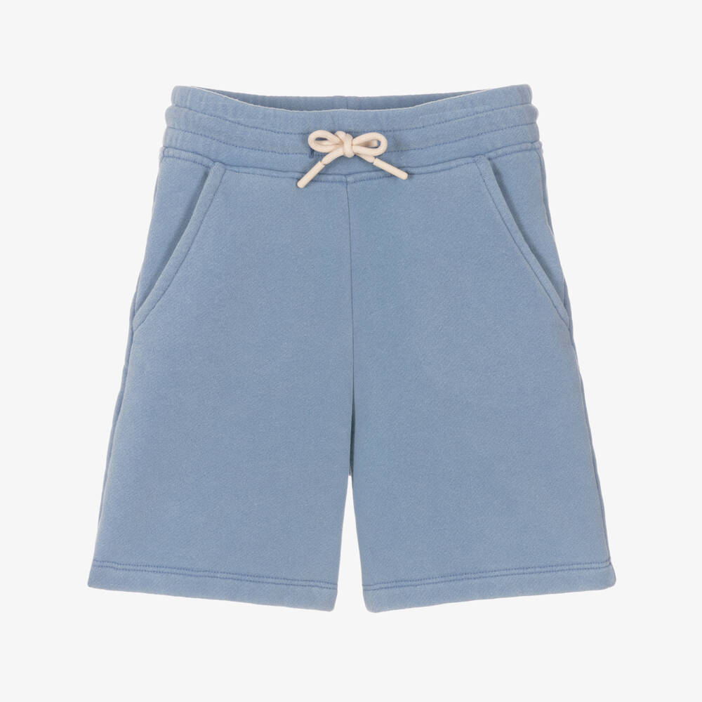 Bonpoint-Boys Washed Blue Cotton Jersey Shorts | Childrensalon