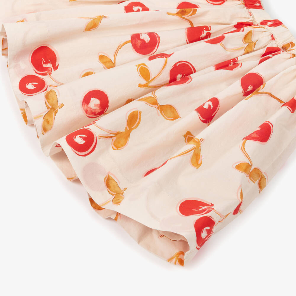 Bonpoint-Girls Beige Cherry Print Cotton Poplin Skirt | Childrensalon
