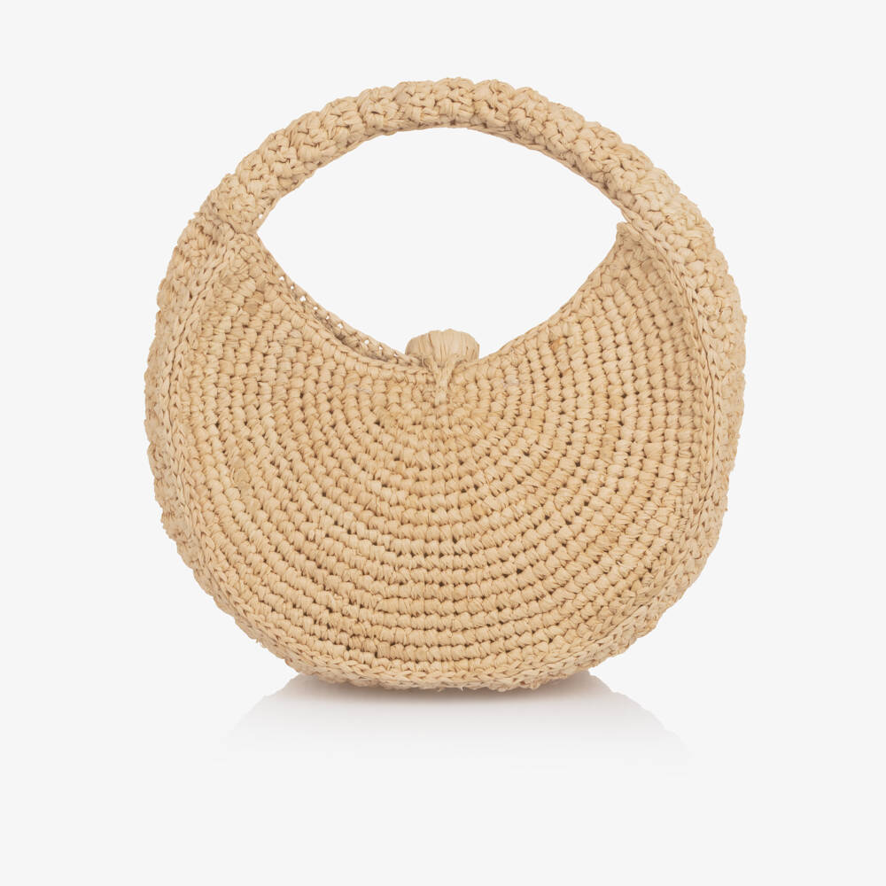 Bonpoint-Girls Beige Cherry Straw Bag (14cm) | Childrensalon