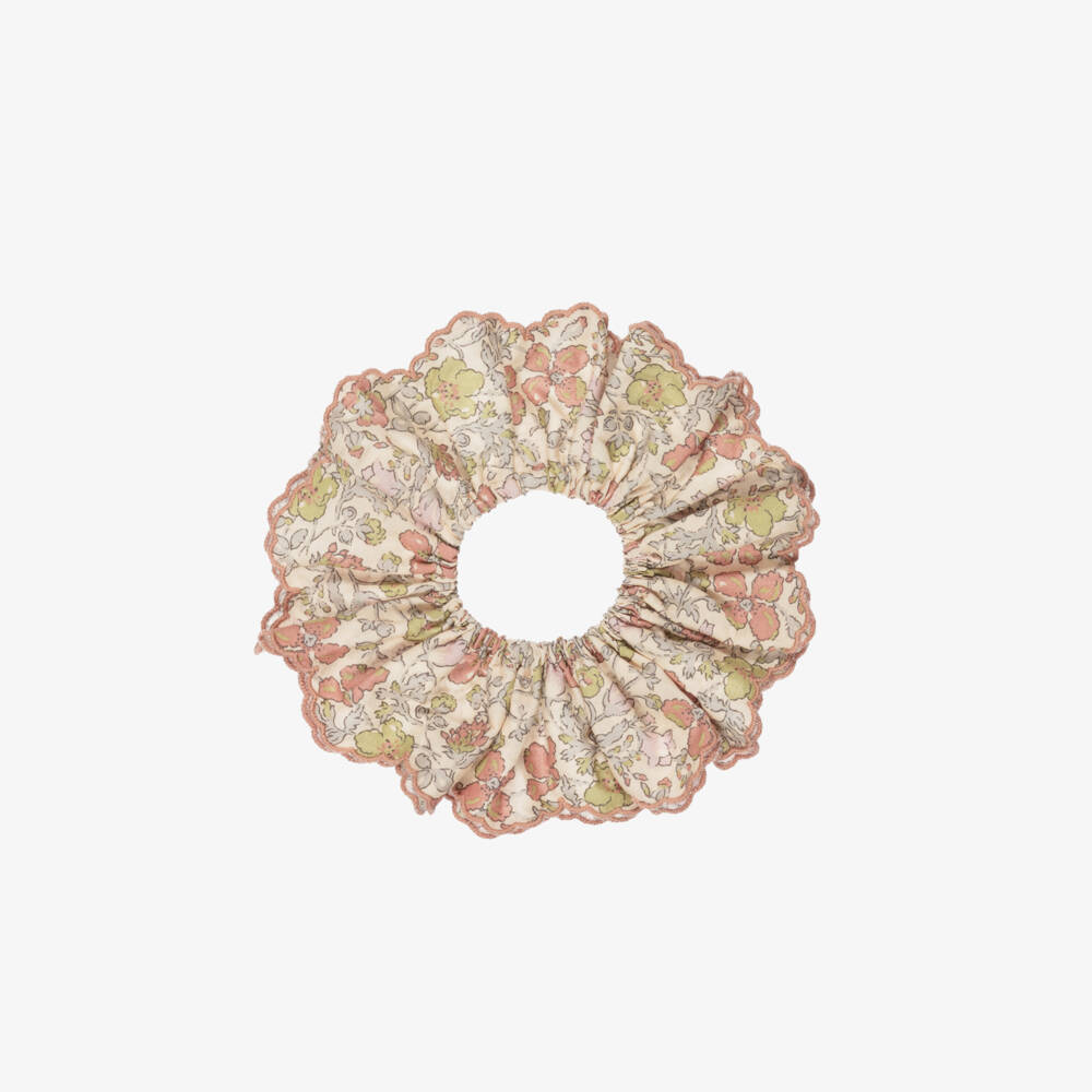 Bonpoint-Girls Beige Floral Liberty Fabric Hair Scrunchy | Childrensalon