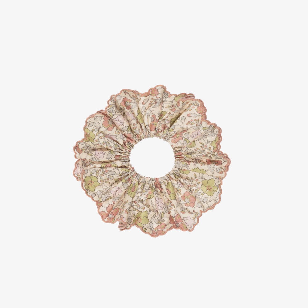 Bonpoint-Girls Beige Floral Liberty Fabric Hair Scrunchy | Childrensalon