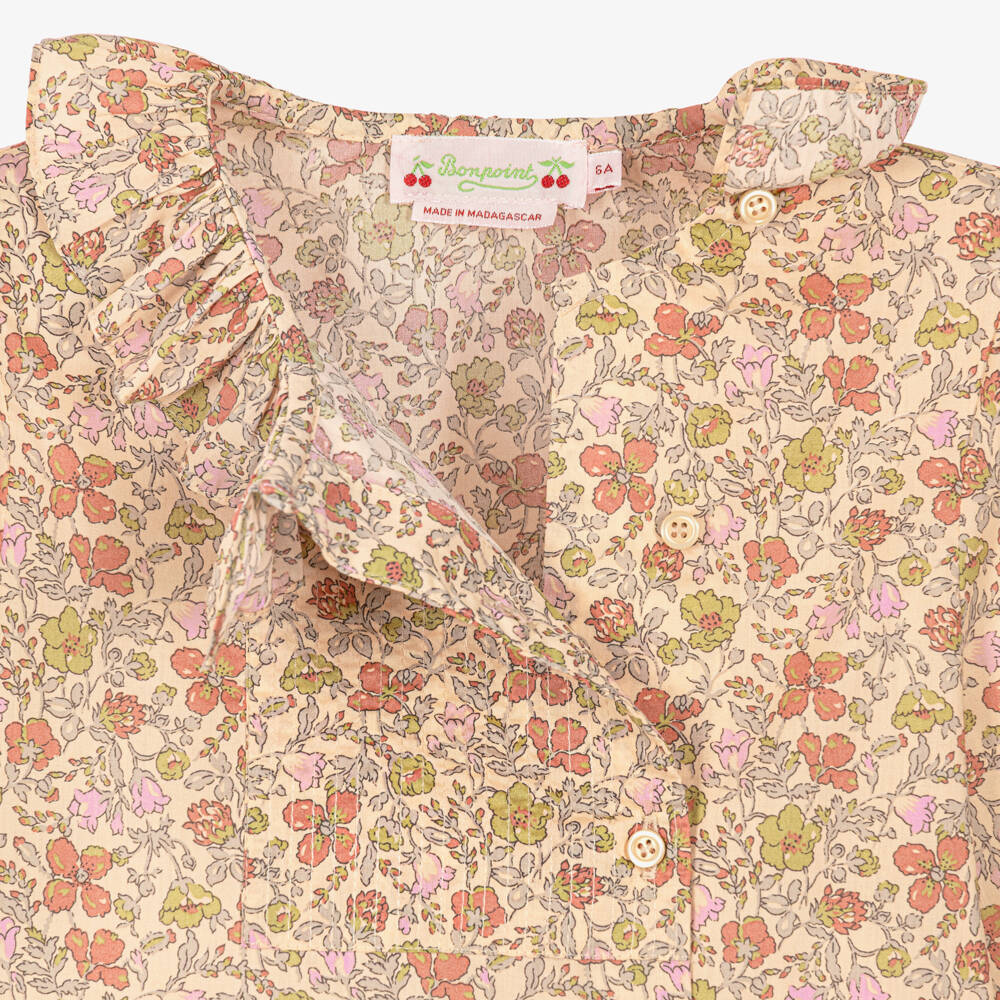 Bonpoint-Girls Beige Floral Tana Lawn Liberty Fabric Blouse | Childrensalon
