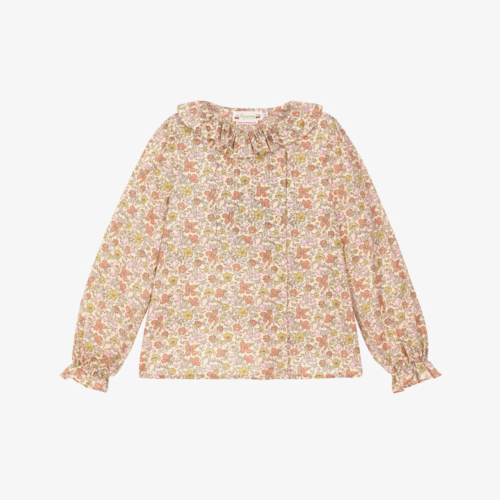 Bonpoint-Girls Beige Floral Tana Lawn Liberty Fabric Blouse | Childrensalon