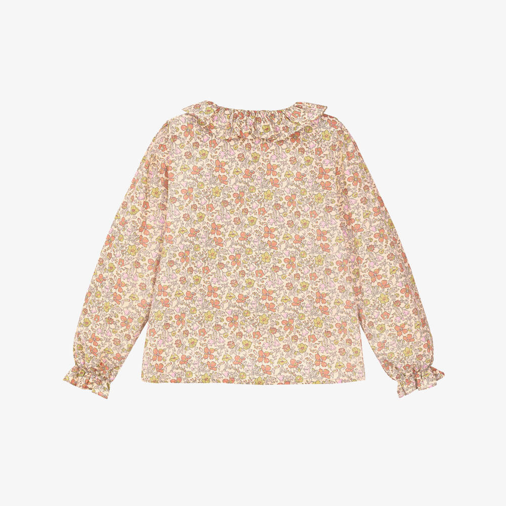 Bonpoint-Girls Beige Floral Tana Lawn Liberty Fabric Blouse | Childrensalon