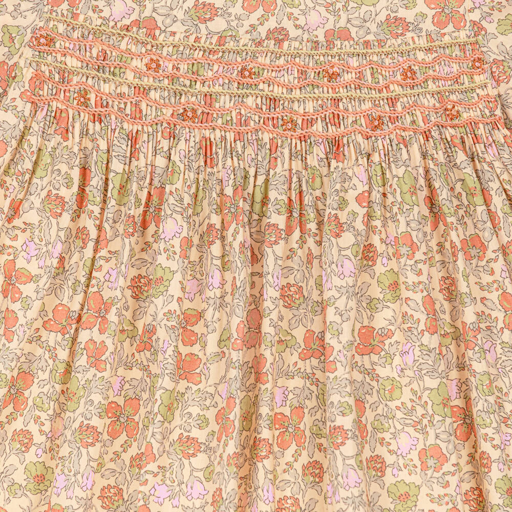 Bonpoint-Girls Beige Floral Tana Lawn Liberty Fabric Dress | Childrensalon