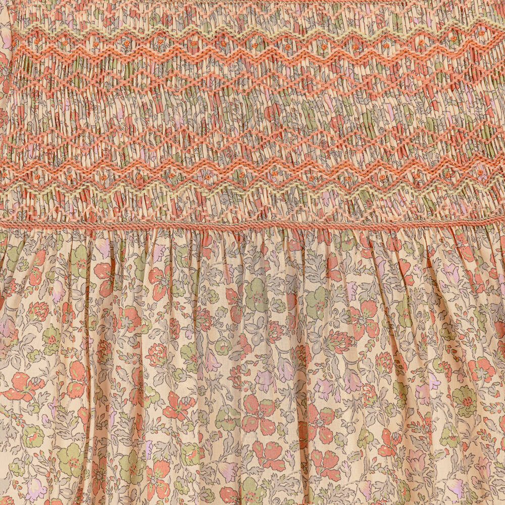 Bonpoint-Girls Beige Floral Tana Lawn Liberty Fabric Dress | Childrensalon