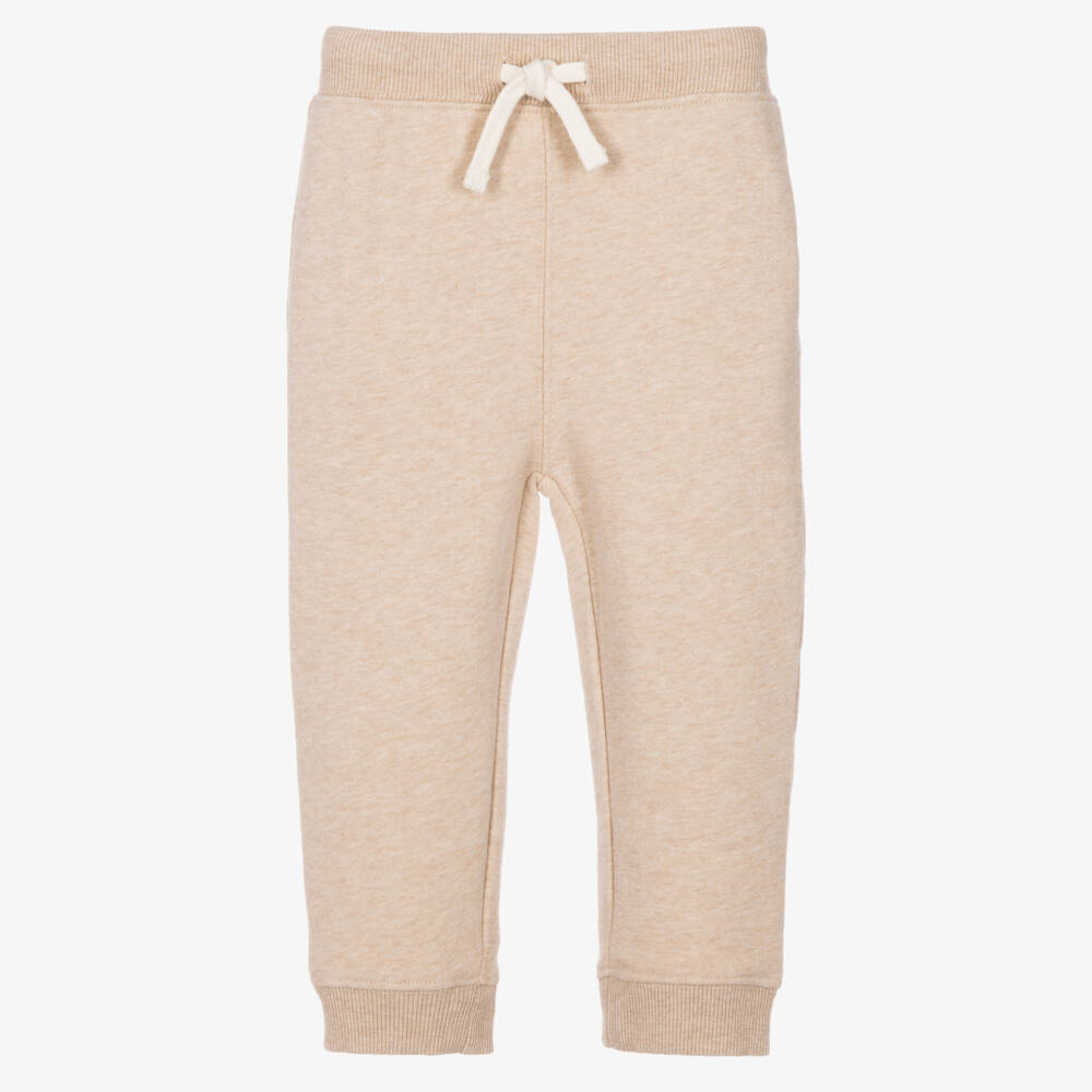 Bonpoint-Girls Beige Marl Joggers with Cherry Embroidery | Childrensalon