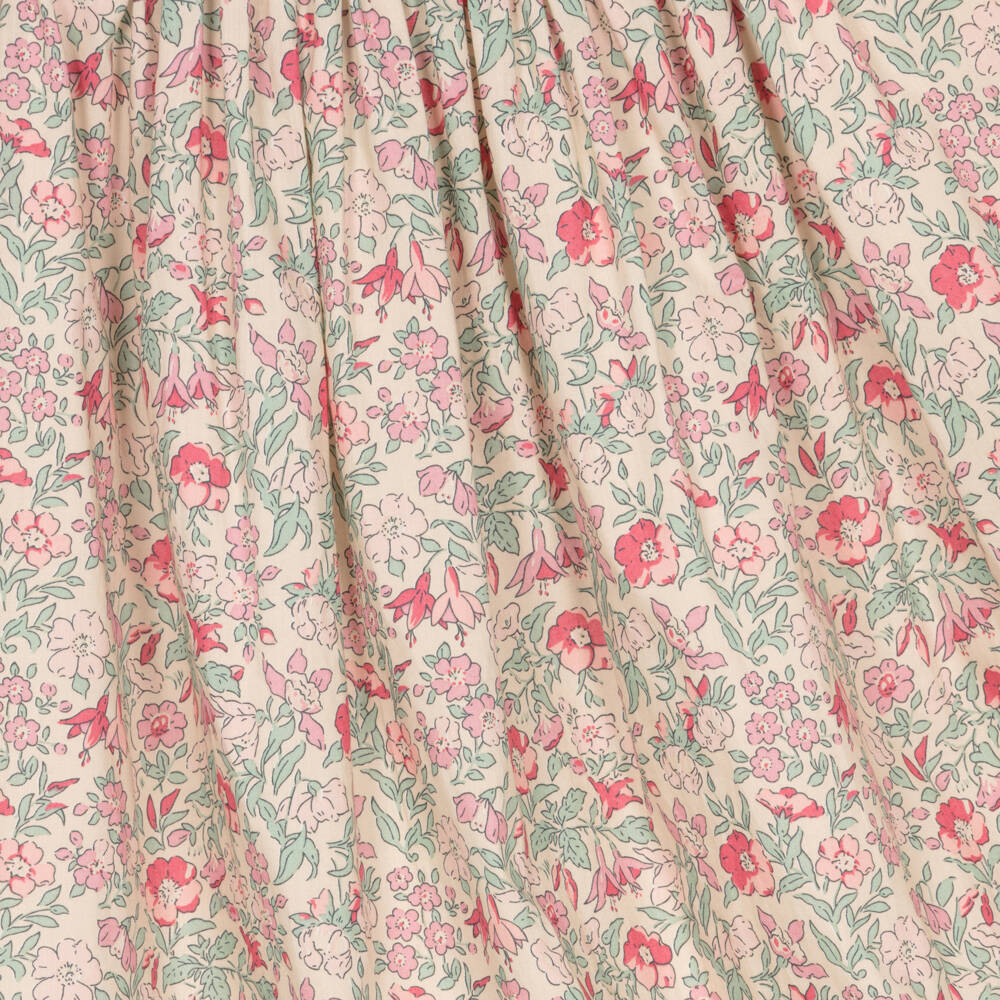 Bonpoint-Girls Beige & Pink Floral Liberty Fabric Dress | Childrensalon