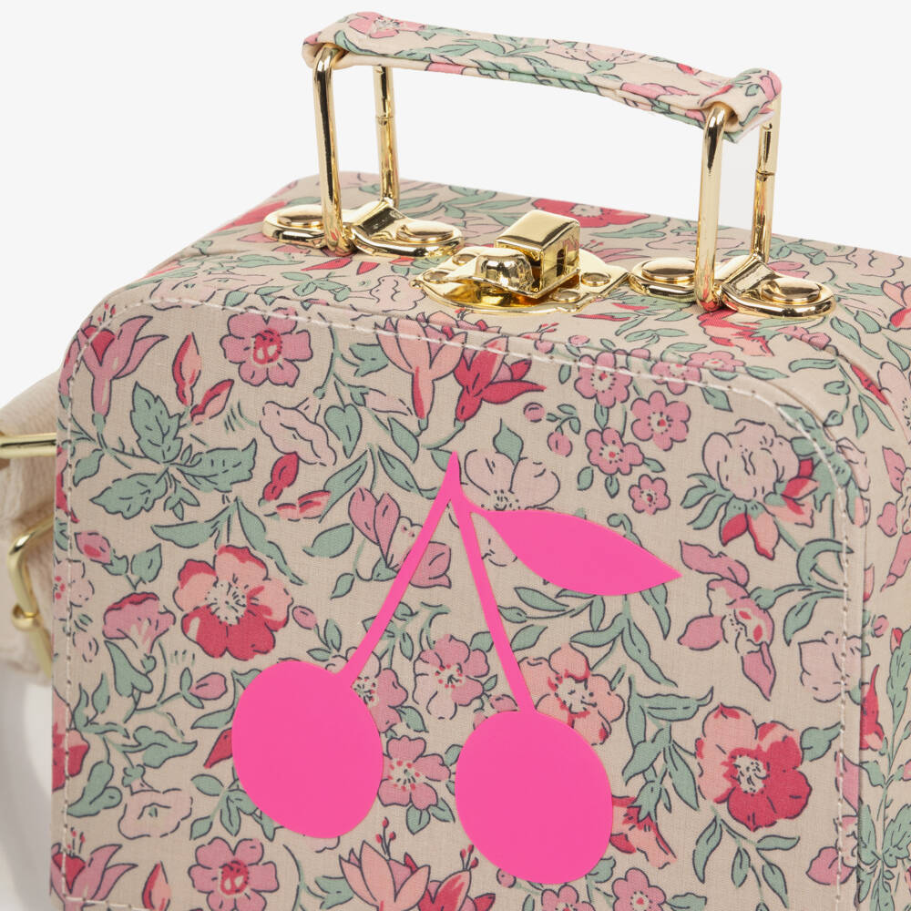Bonpoint-Girls Beige & Pink Liberty Floral Print Box Bag (12cm) | Childrensalon