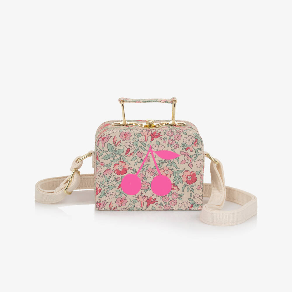 Bonpoint-Girls Beige & Pink Liberty Floral Print Box Bag (12cm) | Childrensalon