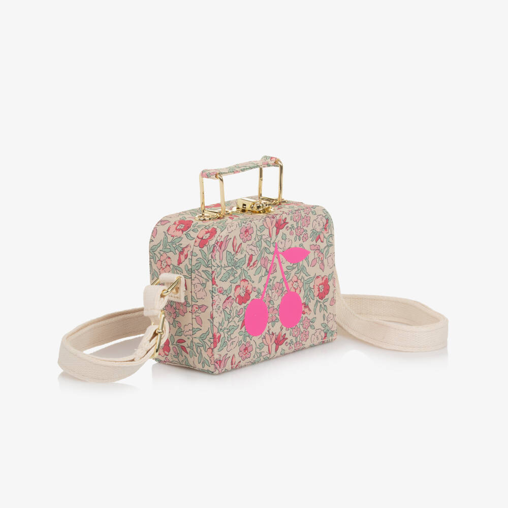 Bonpoint-Girls Beige & Pink Liberty Floral Print Box Bag (12cm) | Childrensalon