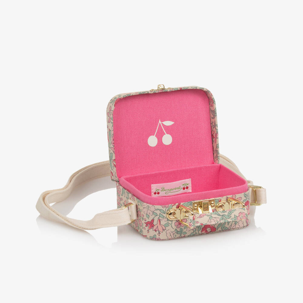 Bonpoint-Girls Beige & Pink Liberty Floral Print Box Bag (12cm) | Childrensalon
