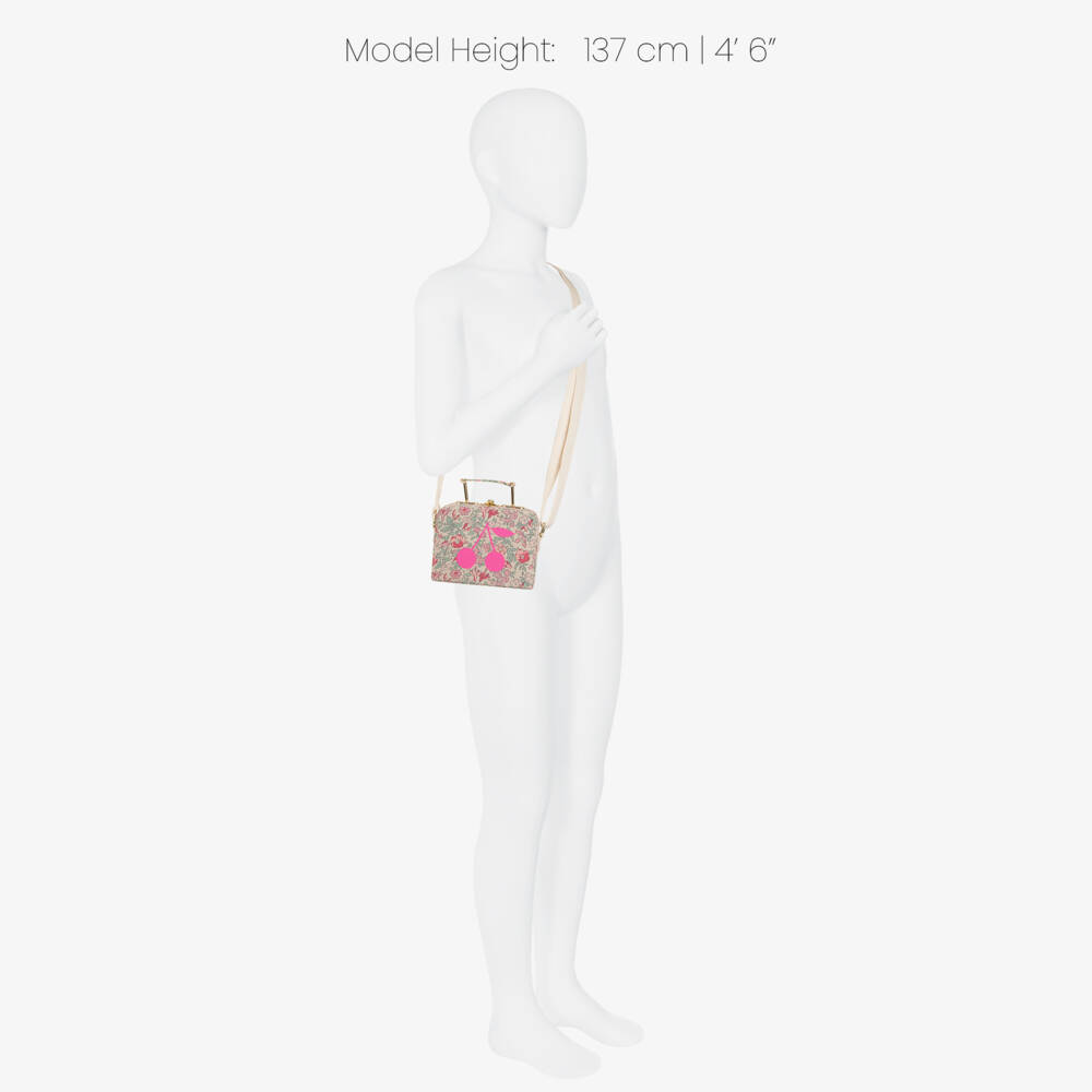 Bonpoint-Girls Beige & Pink Liberty Floral Print Box Bag (12cm) | Childrensalon