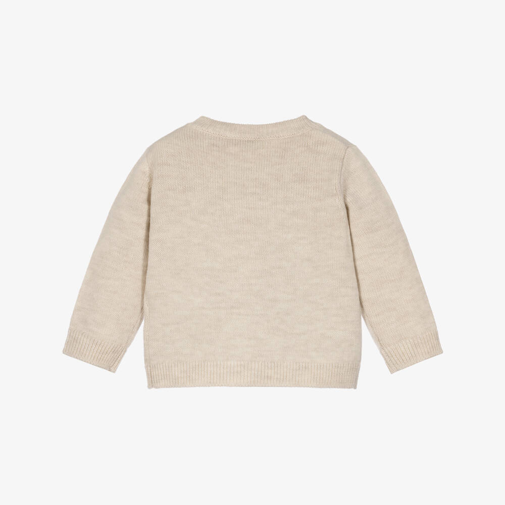 Bonpoint-Girls Beige Sweater with Hand-Embroidery | Childrensalon