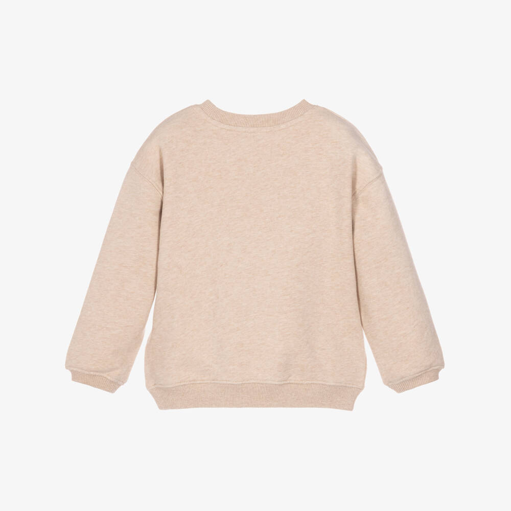 Bonpoint-Girls Beige Sweatshirt with Embroidered Theatre Motifs | Childrensalon