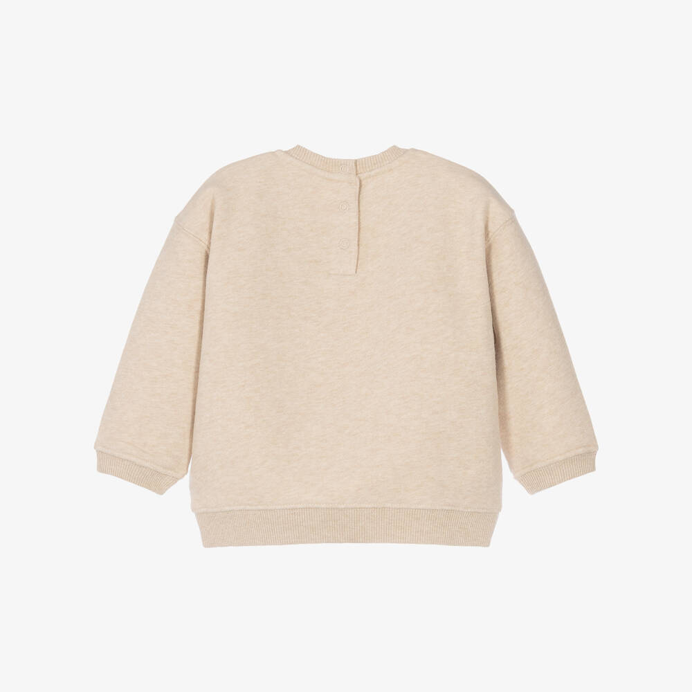 Bonpoint-Girls Beige Sweatshirt with Liberty Fabric Cherry | Childrensalon