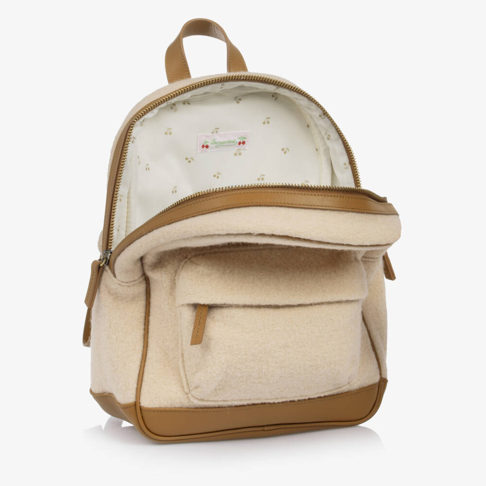 Bonpoint-Girls Beige Wool Backpack (28cm) | Childrensalon