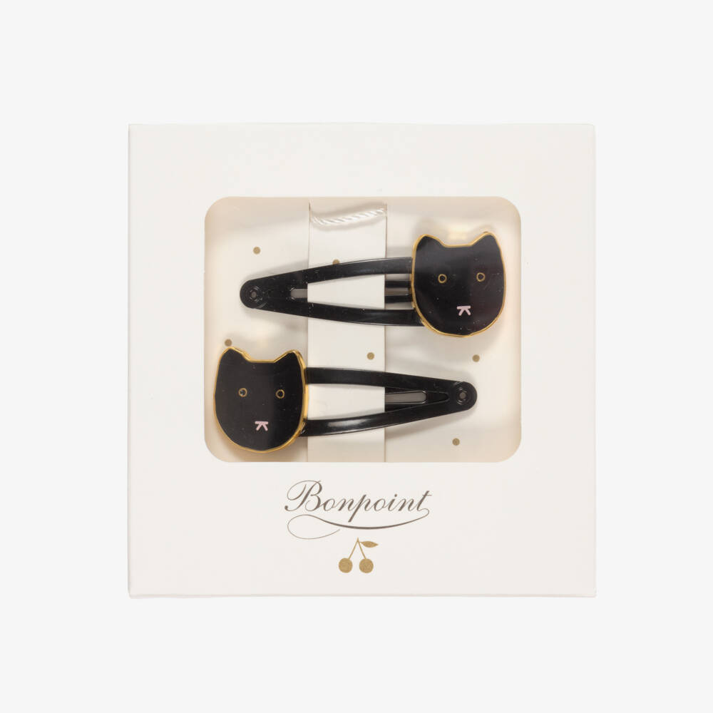 Bonpoint-Girls Black Cat Hairclips (2 Pack) | Childrensalon