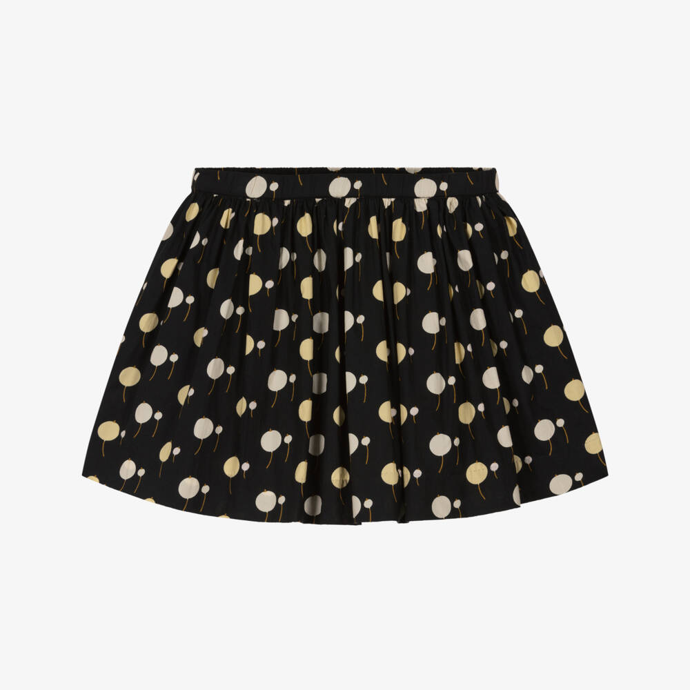 Bonpoint-Girls Black Cotton Poplin Skirt with Cherry Print | Childrensalon