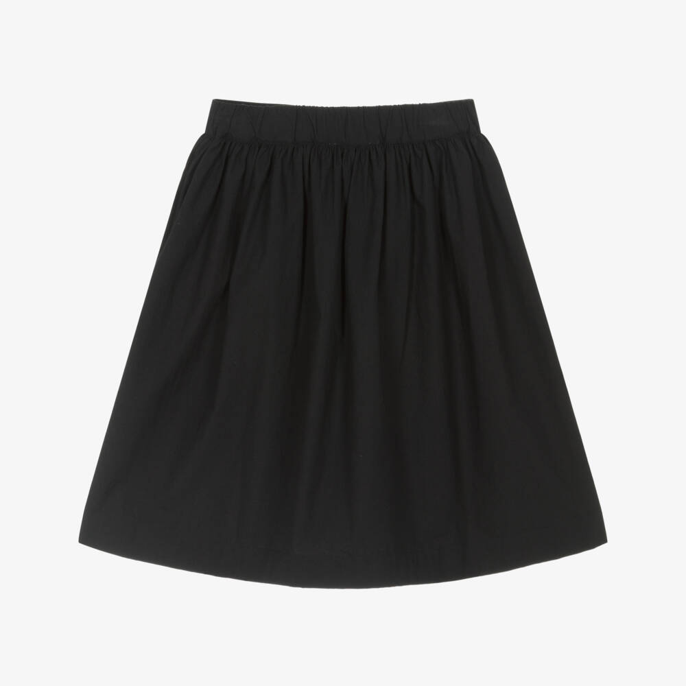 Bonpoint-Girls Black Cotton Ric Rac Heart Skirt | Childrensalon