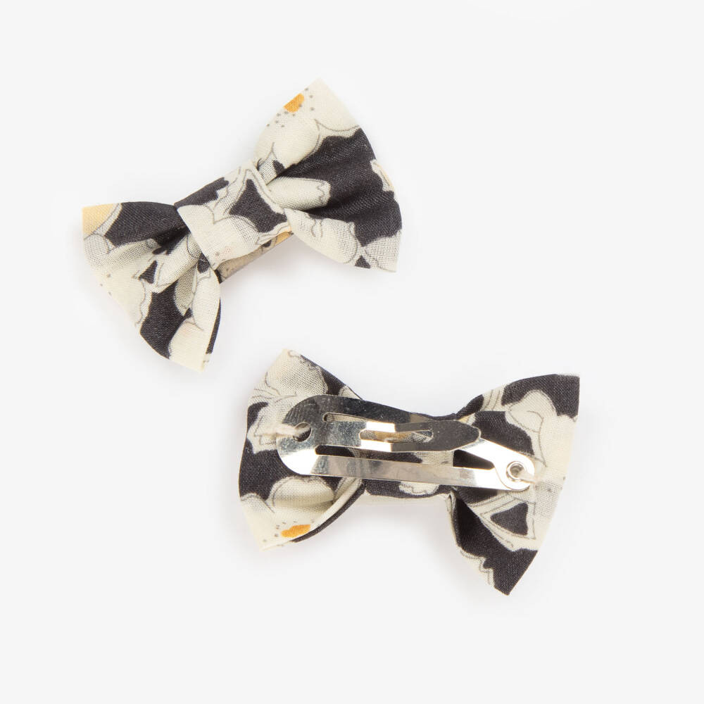 Bonpoint-Girls Black Floral Hair Clips (2 Pack) | Childrensalon