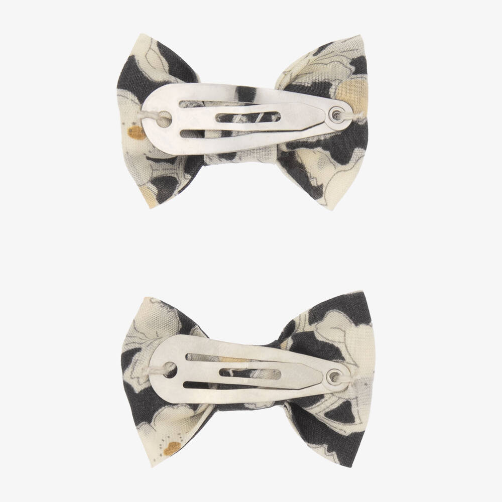 Bonpoint-Girls Black Floral Hair Clips (2 Pack) | Childrensalon