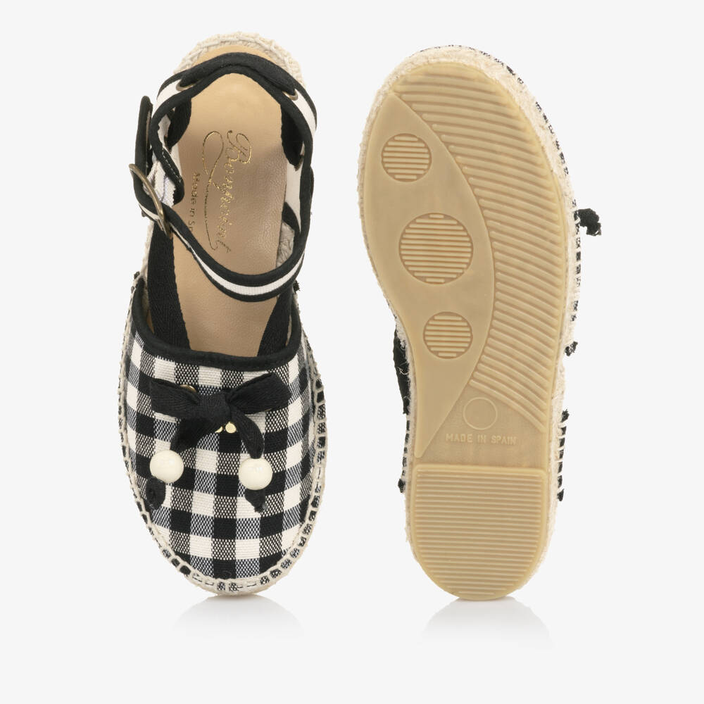 Bonpoint-Girls Black & White Gingham Espadrilles | Childrensalon