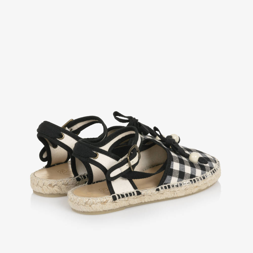 Bonpoint-Girls Black & White Gingham Espadrilles | Childrensalon