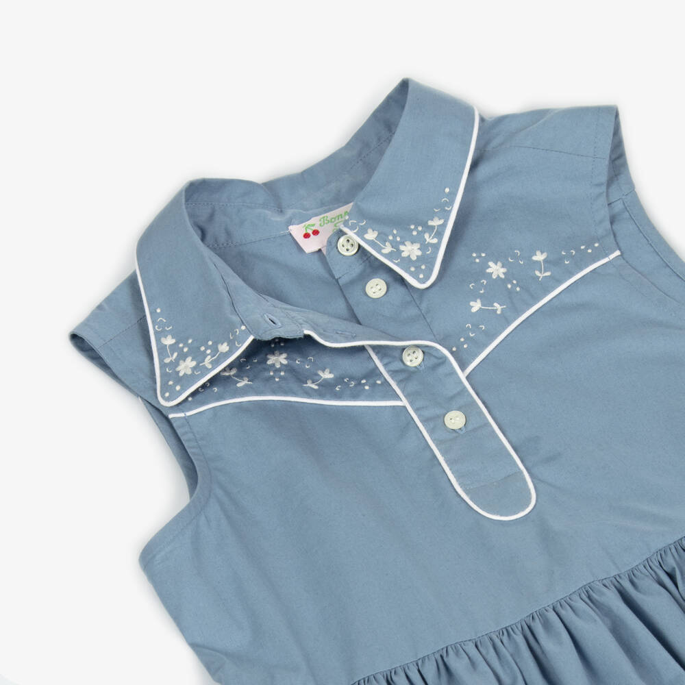 Bonpoint Girls Floral Gisele Dress in Blue