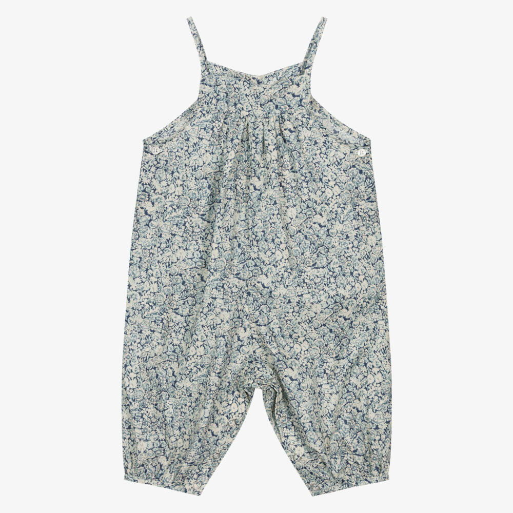 Bonpoint-Girls Blue Floral Liberty Fabric Jumpsuit | Childrensalon