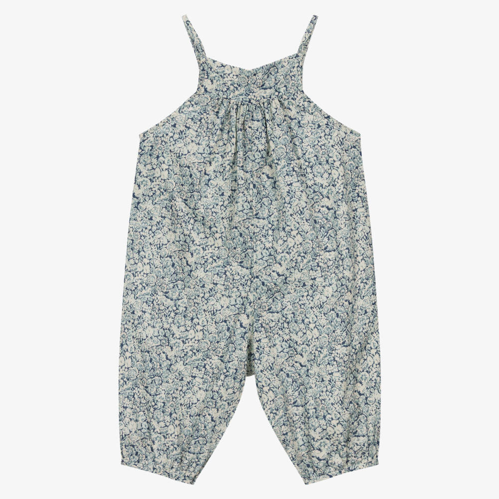 Bonpoint-Girls Blue Floral Liberty Fabric Jumpsuit | Childrensalon