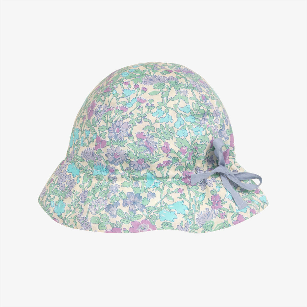 Bonpoint-Girls Blue Floral Liberty Fabric Sun Hat | Childrensalon