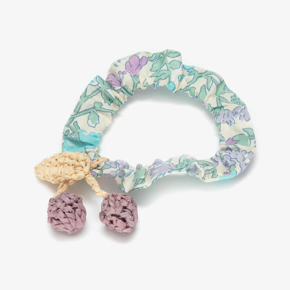 Bonpoint-Girls Blue Floral Liberty Print Hair Scrunchie (4cm) | Childrensalon